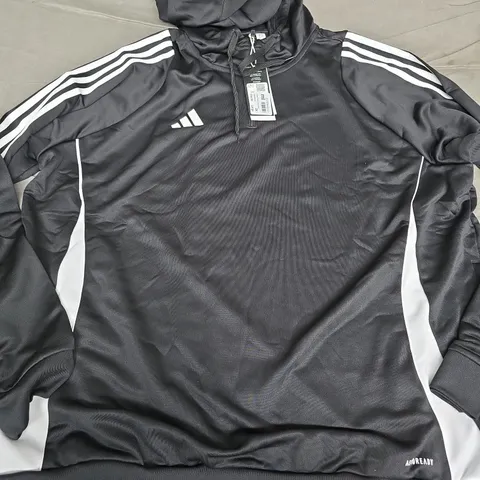 ADIDAS HOODED SWEATSHIRT β BLACK WITH WHITE 3-STRIPES, UK 2XL