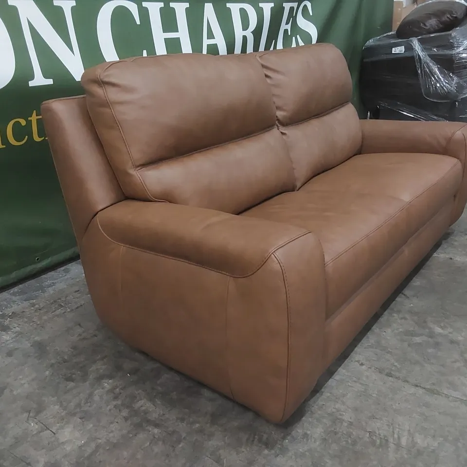 QUALITY DESIGNER LUGO GIRASOLE LEATHER 3-SEATER UPHOLSTERED SOFA