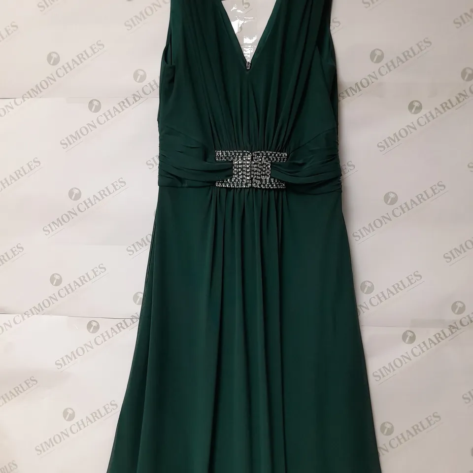 ROMAN PETITE MESH TRIM DRESS IN GREEN - SIZE 8