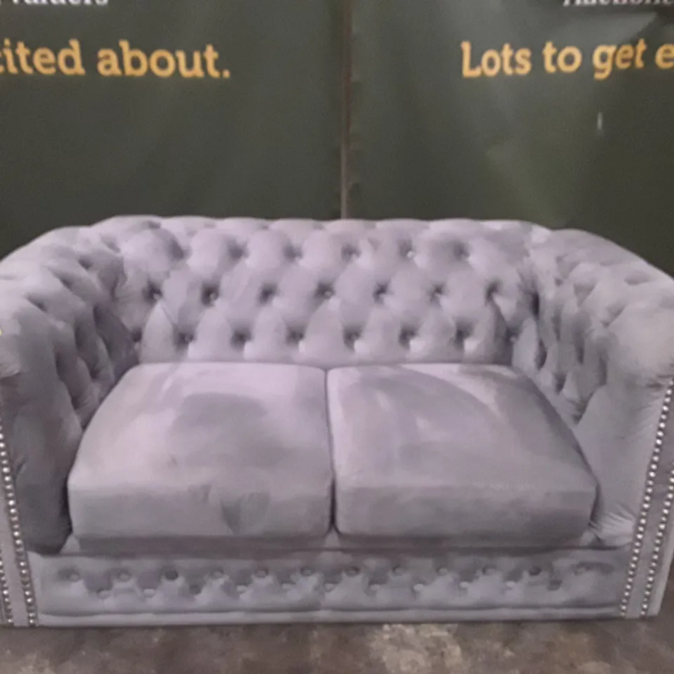 QUALITY DESIGNER ANZLA 2 SEATER SOFA - GREY SUADE FABRIC