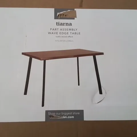 BOXED TIARNA WAVE EDGE TABLE -RUSTIC WOOD EFFECT- 