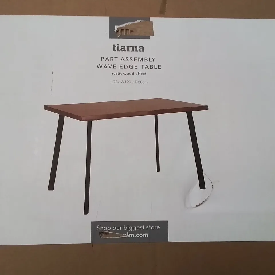 BOXED TIARNA WAVE EDGE TABLE -RUSTIC WOOD EFFECT- 