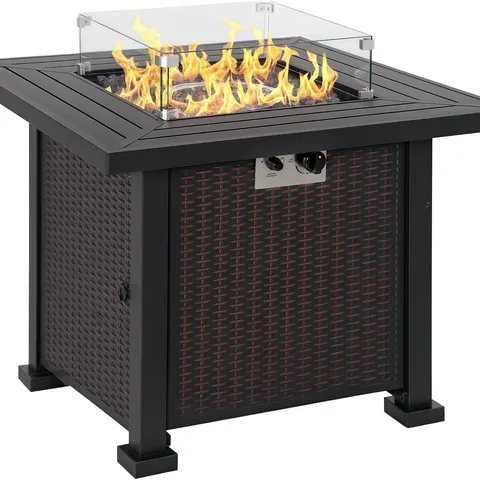 BOXDD OUTSUNNY SQUARE PROPANE GAS FIRE PIT TABLE - BLACK
