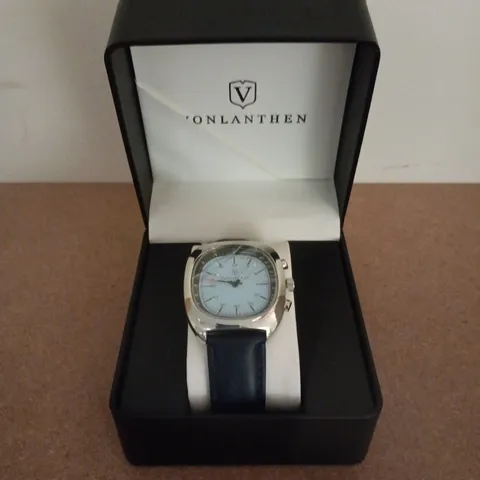 VONLANTHEN AVIATION WATCH FEATURING A BLUE DIAL AND A NAVY LEATHER STRAP