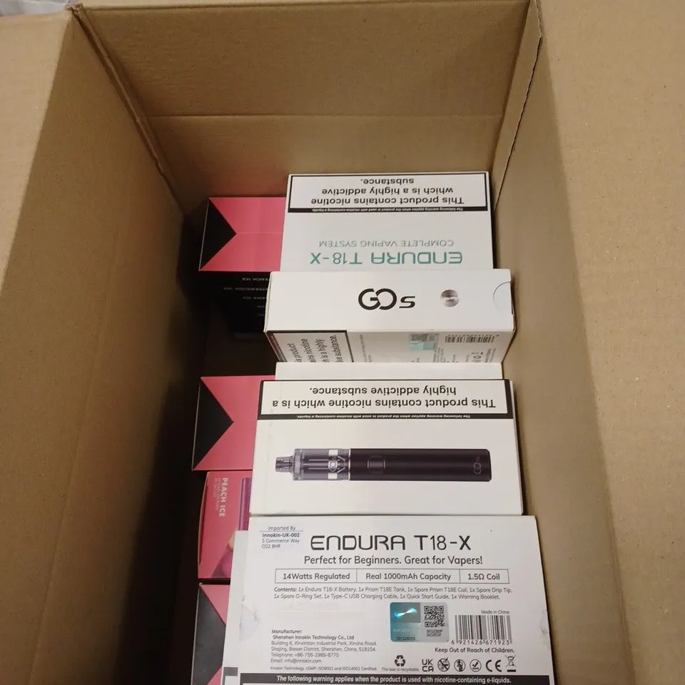 BOX OF APPROXIMATELY 100 ASSORTED E-CIGARETTES
