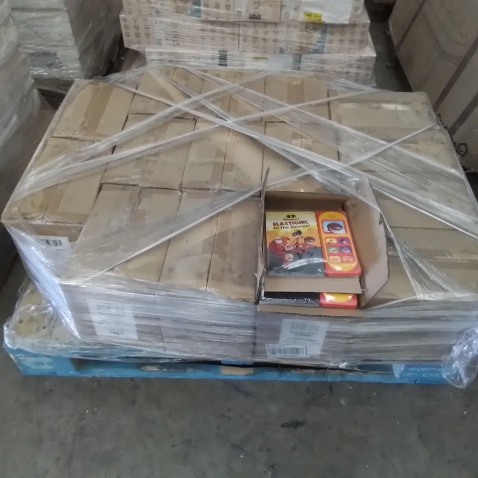 PALLET CONTAINING APPROX 15 BOXES OF SEALED INCREDIBLES 2, ELASTIGIRL TO THE RESCUE CHILDREN'S SOUND BOOKS. APPROX 24 X BOOKS PER BOX