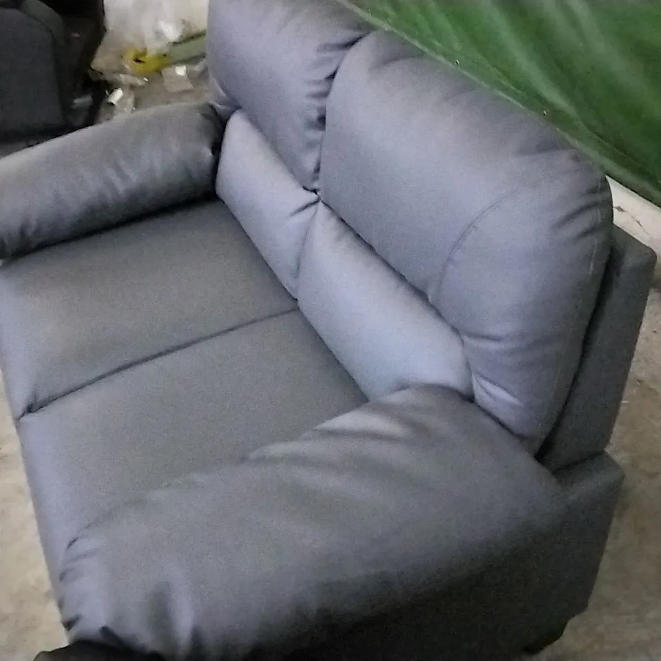DESIGNER GREY LEATHER 2 SEATER SOFA