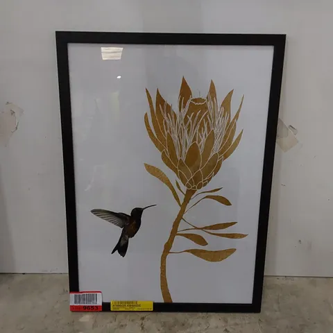 HUMMINGBIRD & FLOWER I - GRAPHIC ART PRINT FRAMED 