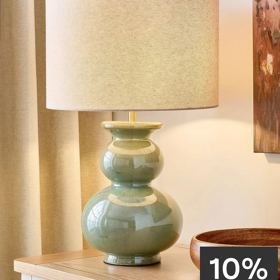 GREEN REACTIVE GLAZE TABLE LAMP
