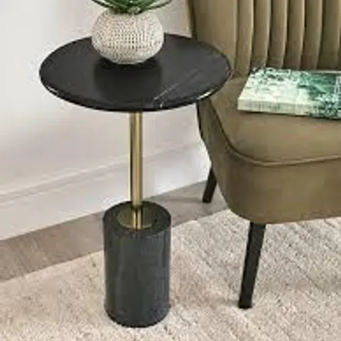 BOXED UNBRANDED CYLINDER SIDE TABLE IN BLACK