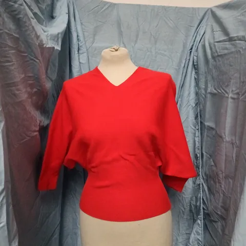 ZARA WOMEN'S RED V-NECK TOP, SIZE M