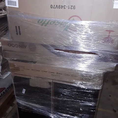 UNPROCESSED PALLET OF ASSORTED ITEMS TO INCLUDE OFFICE CHAIR, BOXED SIDE TABLE AND HEAT PRESS