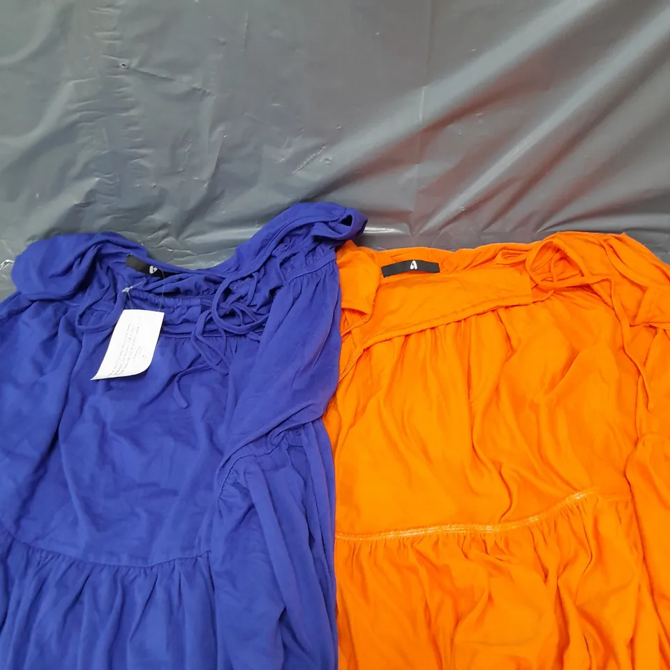 2 PIECE RUFFLED MIDI DRESSES IN ORANGE & BLUE- 16