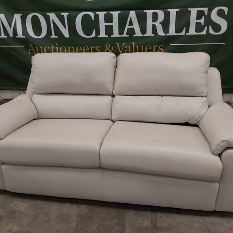 QUALITY BRITISH DESIGNER G PLAN TAYLOR THREE SEATER SOFA CAPRI CHALK LEATHER