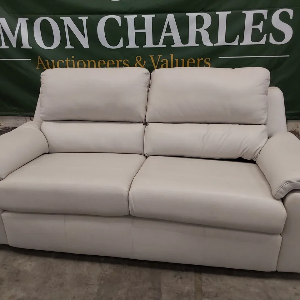QUALITY BRITISH DESIGNER G PLAN TAYLOR THREE SEATER SOFA CAPRI CHALK LEATHER 