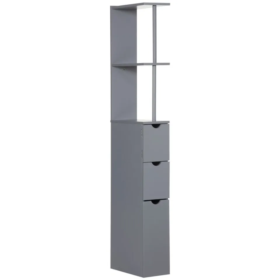 BOXED HOMCOM FREESTANDING SLIM BATHROOM CABINET - GREY 