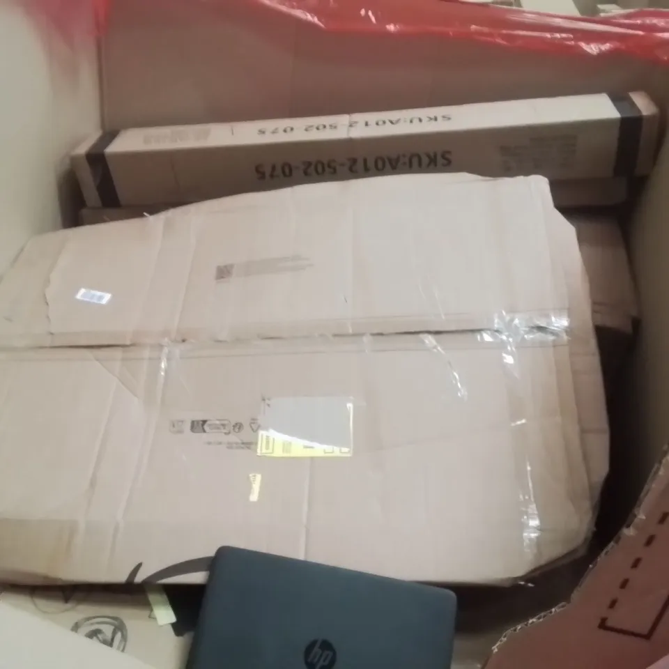 PALLET OF ASSORTED HOUSEHOLD GOODS AND PRODUCTS TO INCLUDE;MONITOR,TOWER FAN,BED BASE