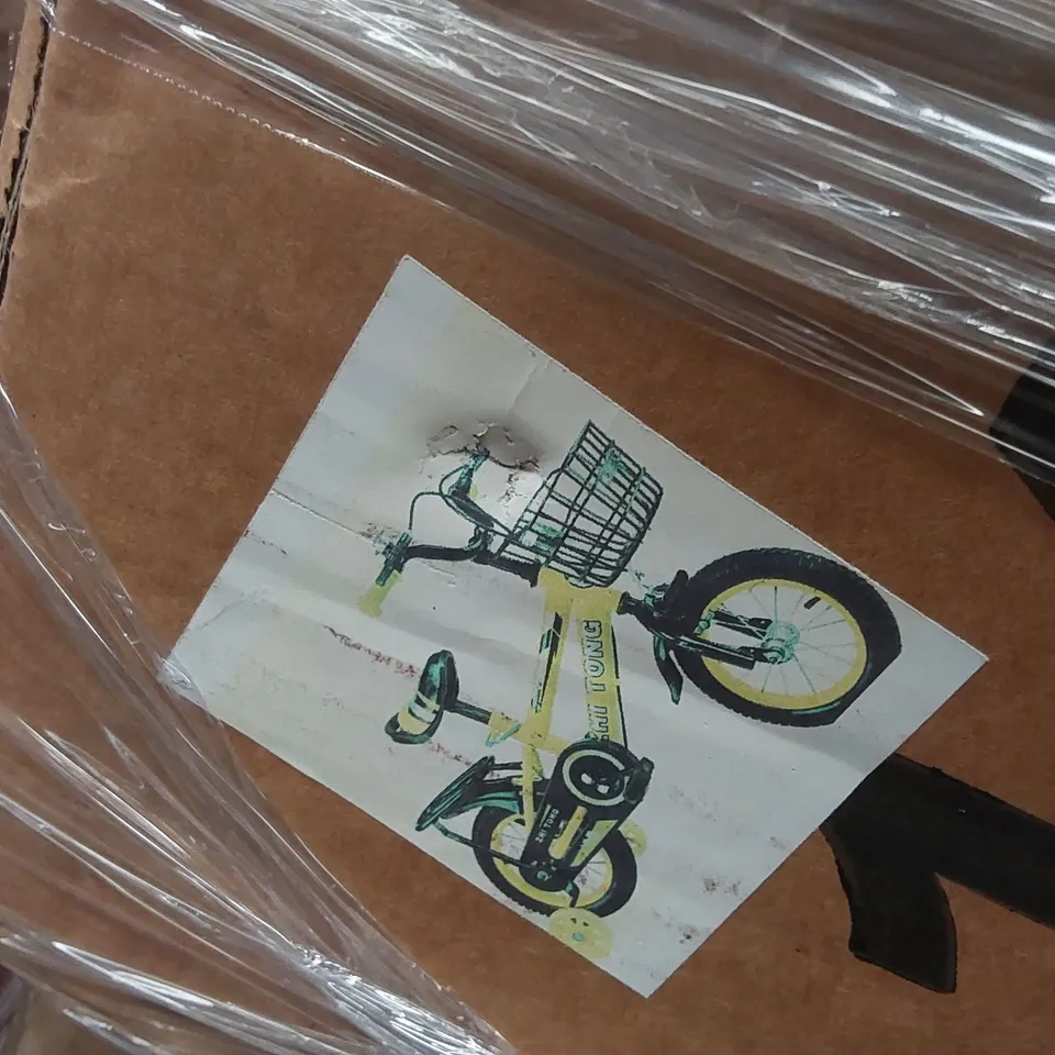PALLET CONTAINING VARIOUS ASSORTED BOXED ITEMS TO INCLUDE,  PORTABLE TROLLY RACKS, SEVERAL KIDS BICYCLES, LARGE FILLABLE UMBRELLA BASE, AND LOTS MORE