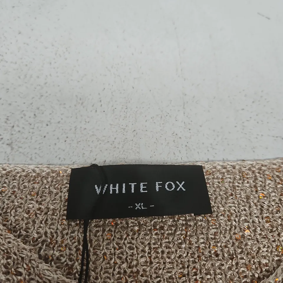 WHITE FOX BOUTIQUE LOVE GALORE SEQUIN KNIT TOP – CHAMPAGNE, XL