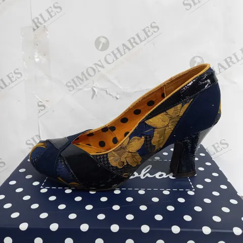 BOXED RUBY SHOO LULU HEELED SHOES, NAVY/MUSTARD - SIZE 6