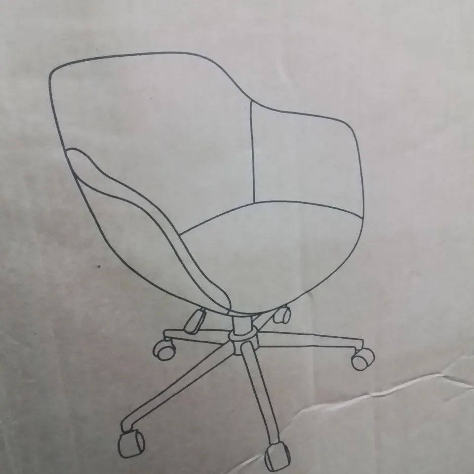 BOXED ALMONZO SOFT VELVET UPHOLSTERED OFFICE CHAIR -LIGHT BLUE/GOLD-