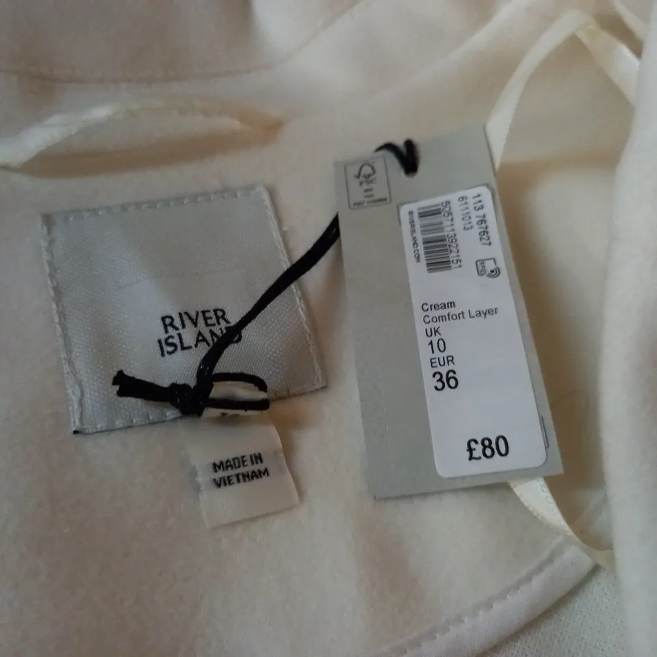 RIVER ISLAND WHITE OPEN FRONT COAT - 10