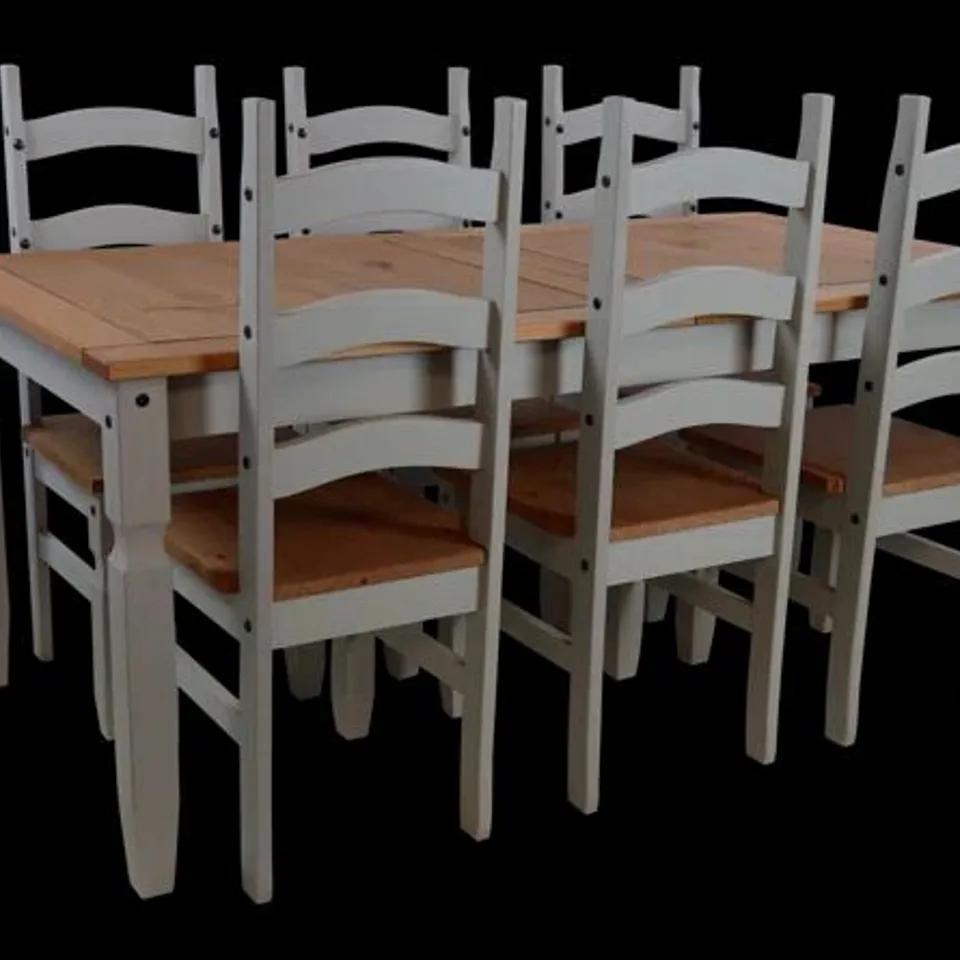 BOXED CORONA GREY 6'0" DINING TABLE WITH 6 CHAIRS (5 BOXES)