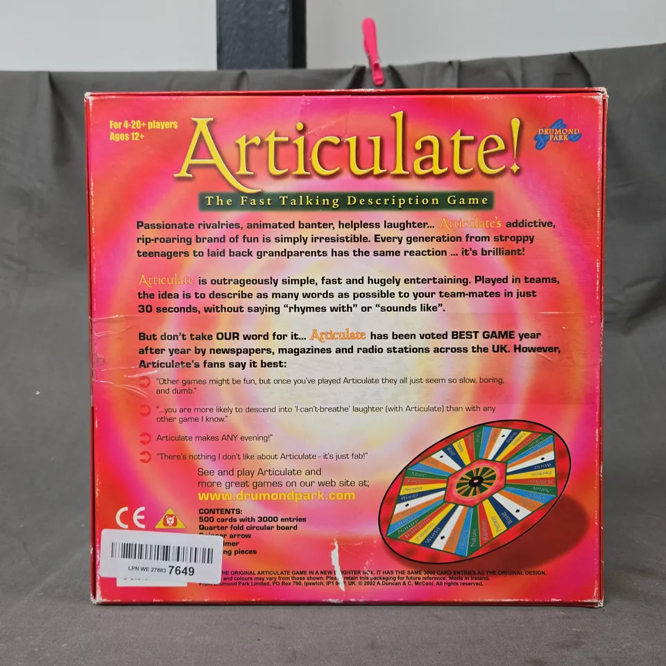 BOXED ARTICULATE BOARD GAME