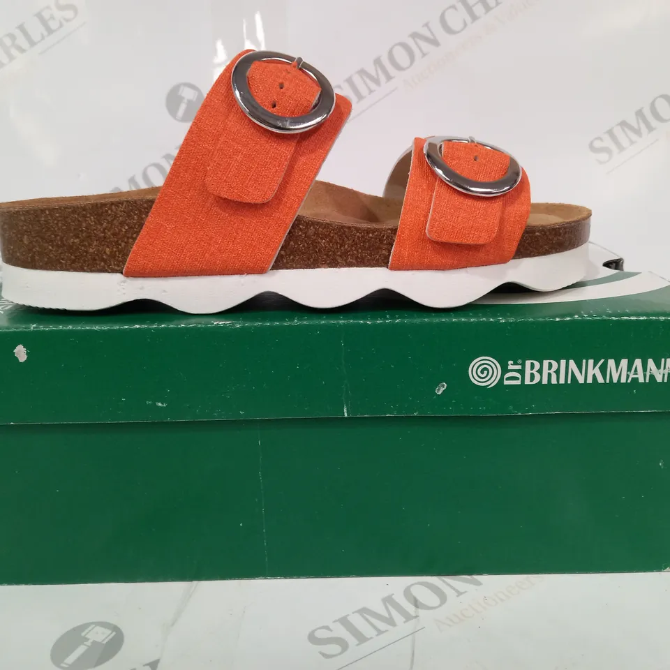 BOXED PAIR OF DR BRINKMANN OPEN TOE SANDALS IN ORANGE EU SIZE 37