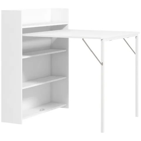 BOXED HOMCOM KITCHEN TABLE, FOLDING DINING TABLE, WITH 4-TIER SHELVES, MODERN DROP-LEAF TABLE - WHITE (1 BOX)