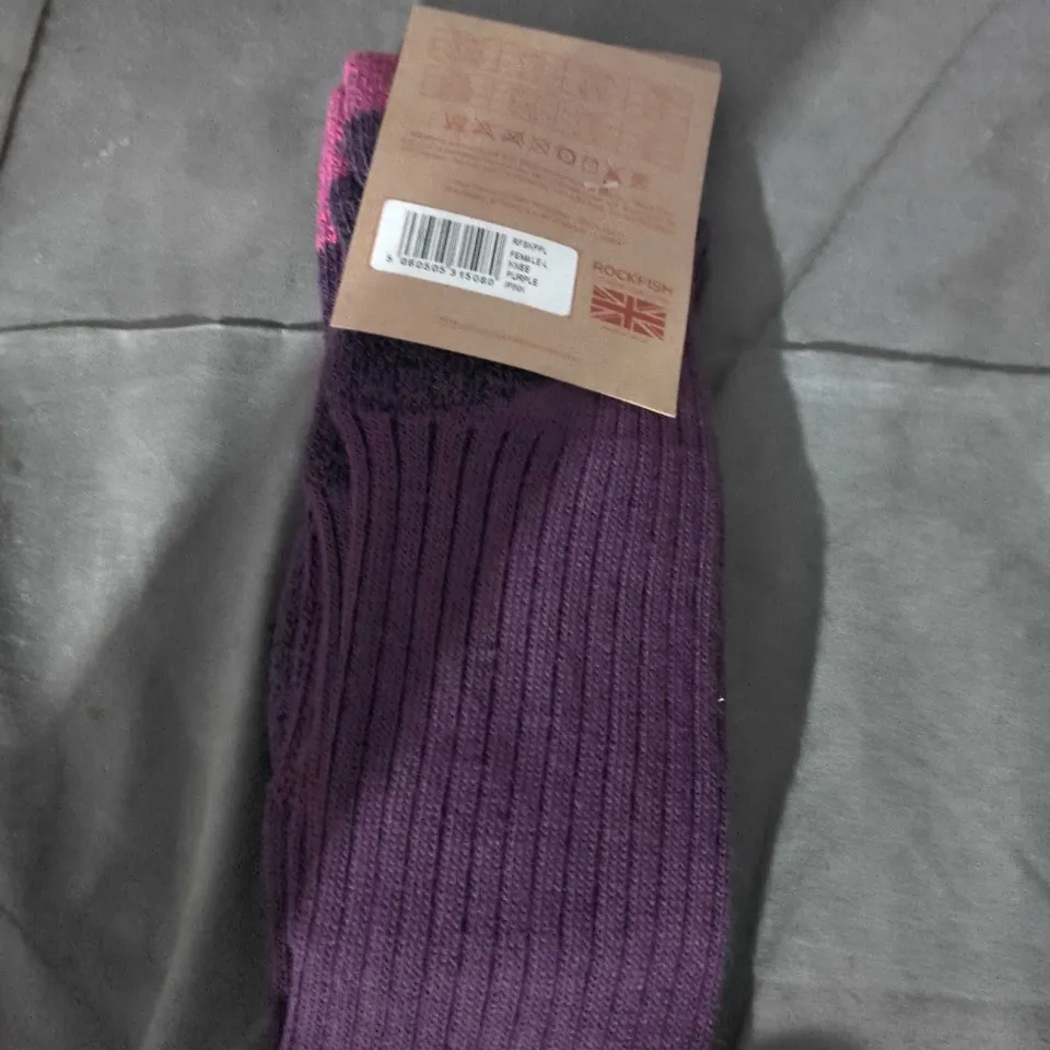 ROCKFISH WLELLINGTON BOOTS KNIT SOCKS – PURPLE & PINK KNEE HIGH LARGE