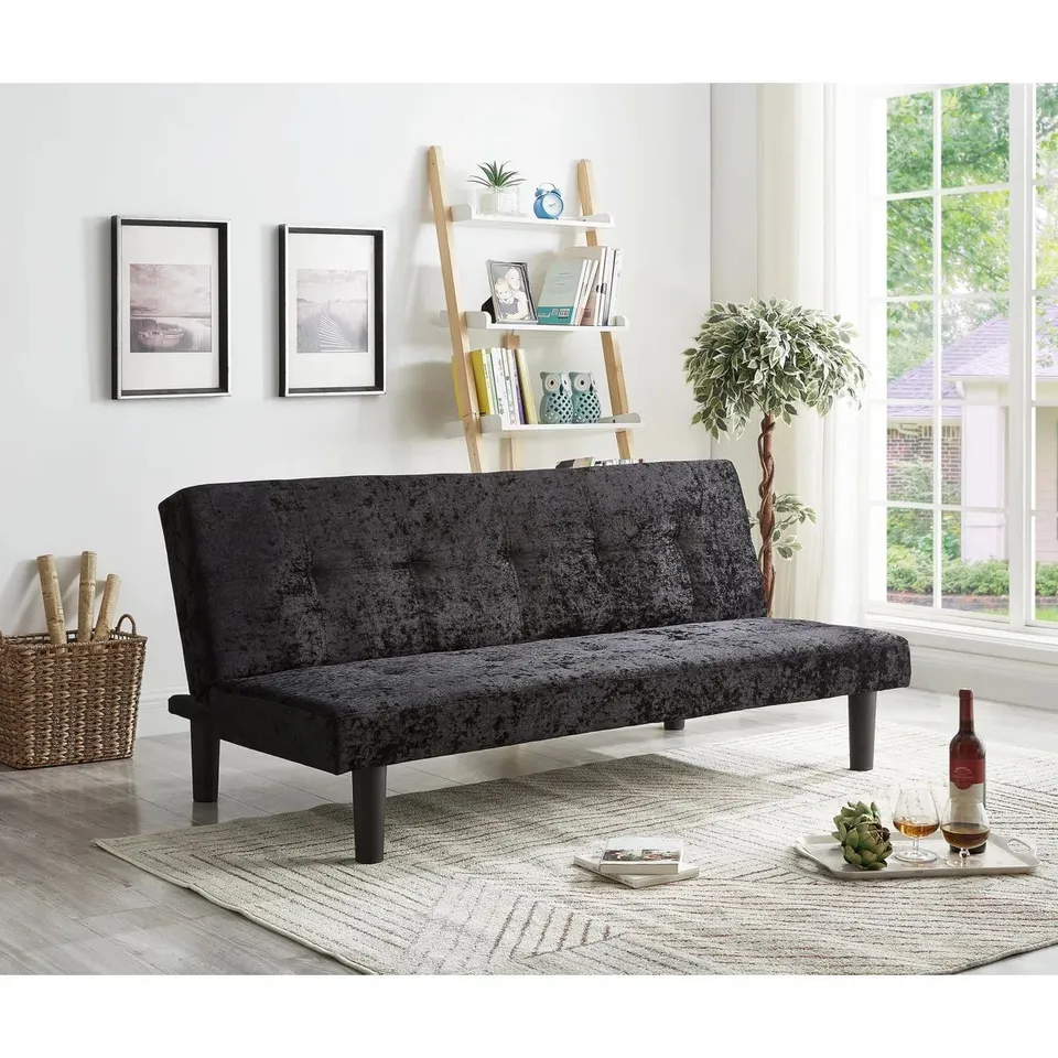 BOXED DIAMONDVILLLE 3 SEATER CLIC BLACK SOFA BED