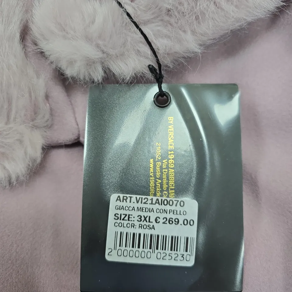 19V69 ITALIA BY ALESSANDRO VERSACE PINK FUR-TRIM COAT – WOMEN'S, 3XL