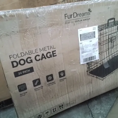 BOXED 24INCH FOLDING METAL DOG CAGE