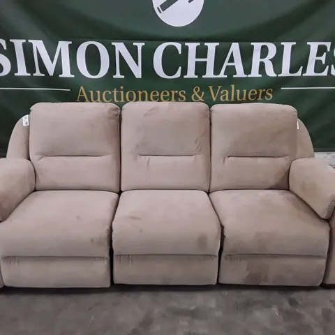 QUALITY ITALIAN DESIGNER AVOLA NEW ELECTRIC LARGE RECLINER 3 STR SOFA - BEIGE FABRIC
