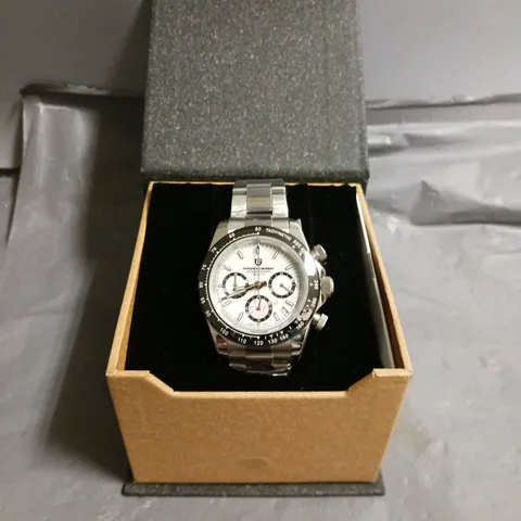 BOXED PAGANI DESIGN WHITE DIAL CLASSIC CHRONOGRAPH WATCH