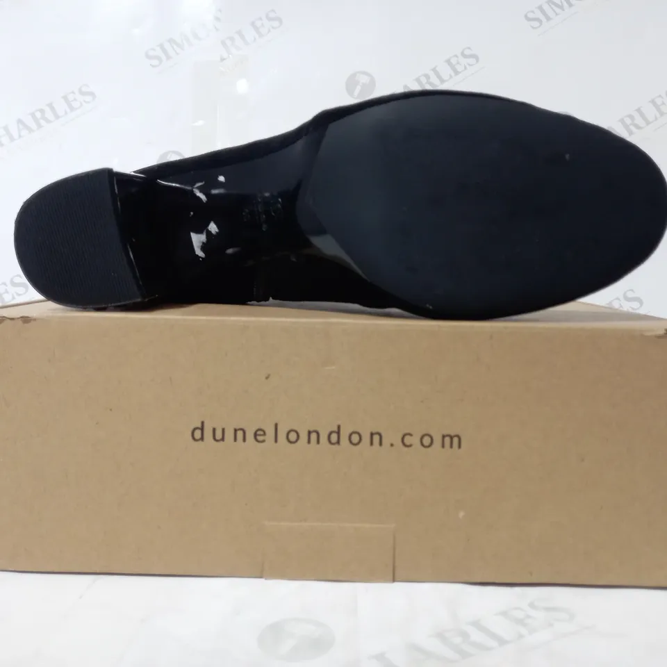 BOXED DUNE LONDON BLACK MICRO FIBRE JEWEL HEEL SHOES - SIZE 7