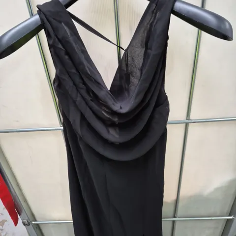 OH POLLY BLACK DRAPED NECK DRESS – UK SIZE 8