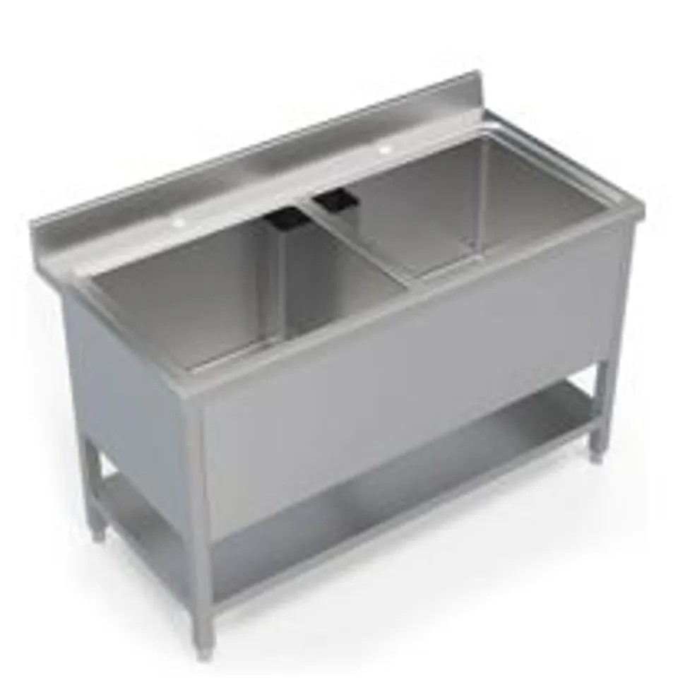 STAINLESS STEEL DOUBLE BOWL CATERING SINK WITH TAPS RRP £850