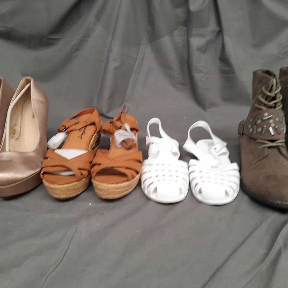 BOX OF APPROXIMATELY 10 ASSORTED PAIRS OF SHOES IN VARIOUS SIZES, COLOURS AND STYLES