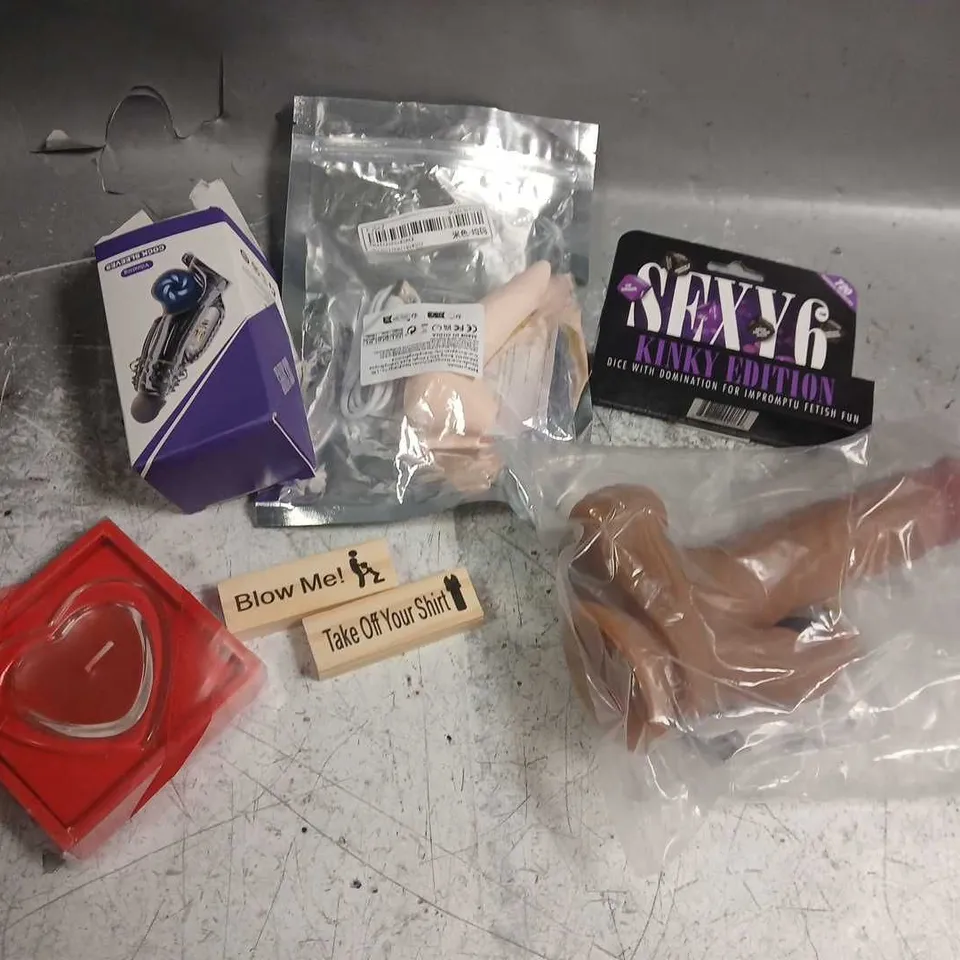 TOTE OF ASSORTED X RATED TOYS AND ACCESSORIES