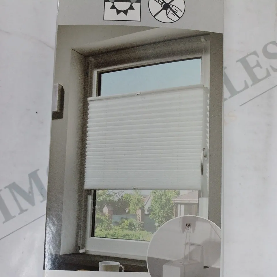 BOXED MYDECO KLEMMFIX TENSIONED FOLDING PLISSÉ SHUTTERS IN GREY - 75 X 130CM