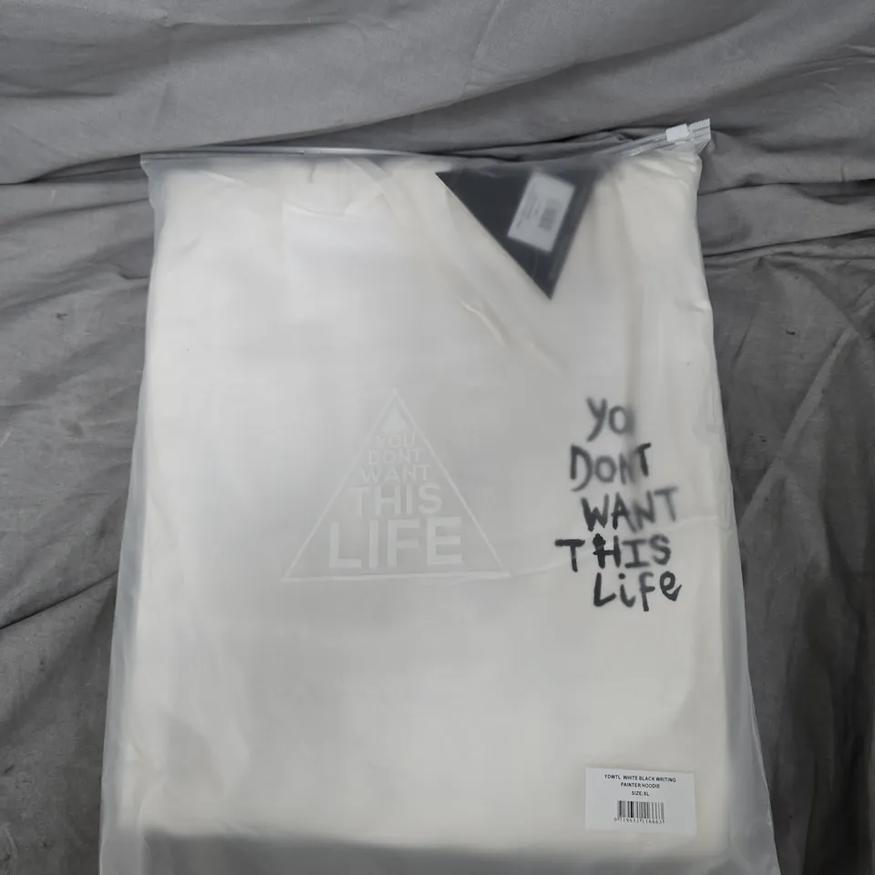 APPROXIMATELY 12 YOU DONT WANT THIS LIFE BRANDED HOODIES IN WHITE - XL