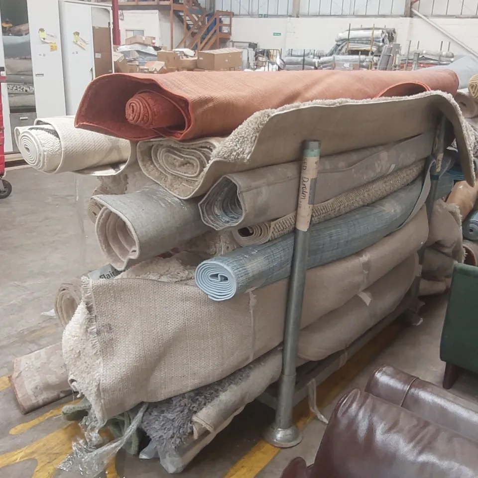 STILLAGE CONTAINING APPROXIMATELY 25x ASSORTED DESIGNER RUGS // STILLAGE NOT INCLUDED