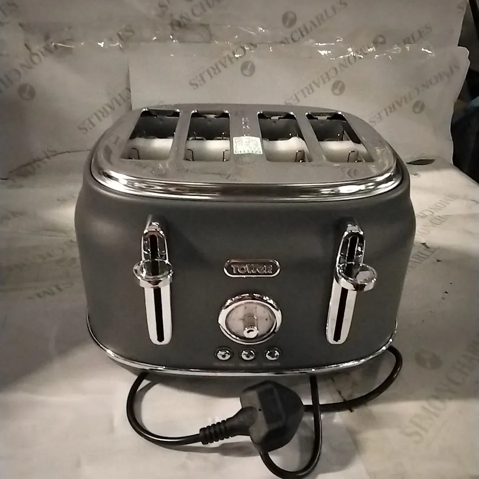 TOWER GREY 4 SLICE TOASTER 