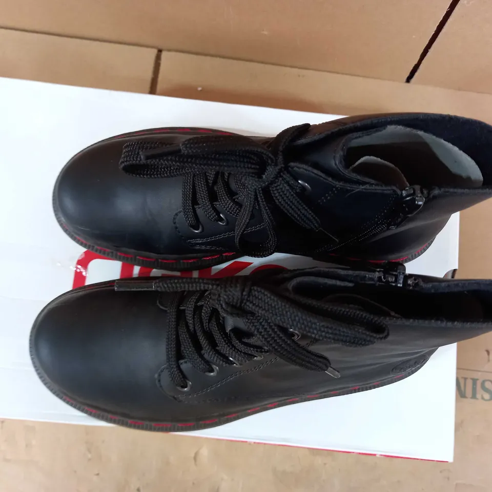 RIEKER BLACK LACE ANKLE BOOTS - SIZE 4