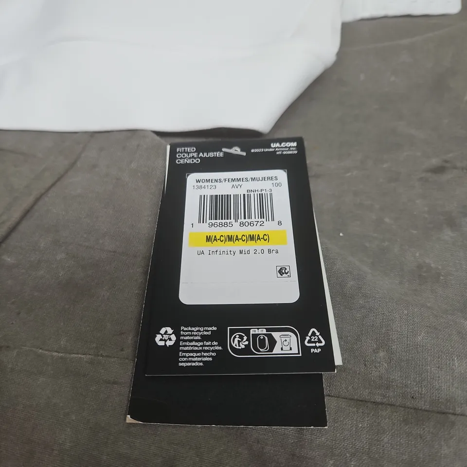 UNDER ARMOUR INFINITY MID 2.0 BRA WHITE SIZE M A-C