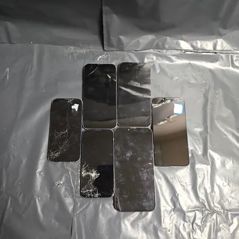 6 ASSORTED APPLE IPHONES IN VARIOUS MODELS, SIZES & STYLES (MISSING INSIDES)
