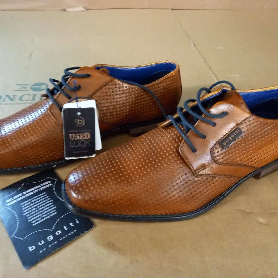 BUGATTI BROWN REAL LEATHER SHOES - 40