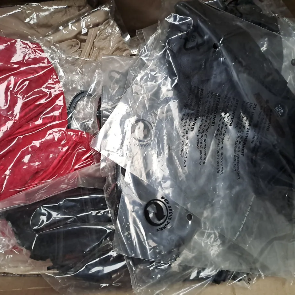 BOX OF APPROXIMATELY 20 ASSORTED UNBRANDED WOMEN'S CLOTHING ITEMS IN VARIOUS STYLES, COLOURS, AND SIZES - COLLECTION ONLY